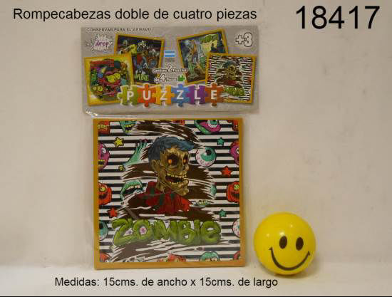 Imagen de ROMPECABEZAS X2 DE 4 PIEZAS "ZOMBIES" 2.25